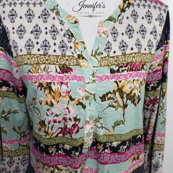 3/$25 Style & Co Women's Boho Multicolored V Neck Tunic Shirt Size M - Picture 3 of 10